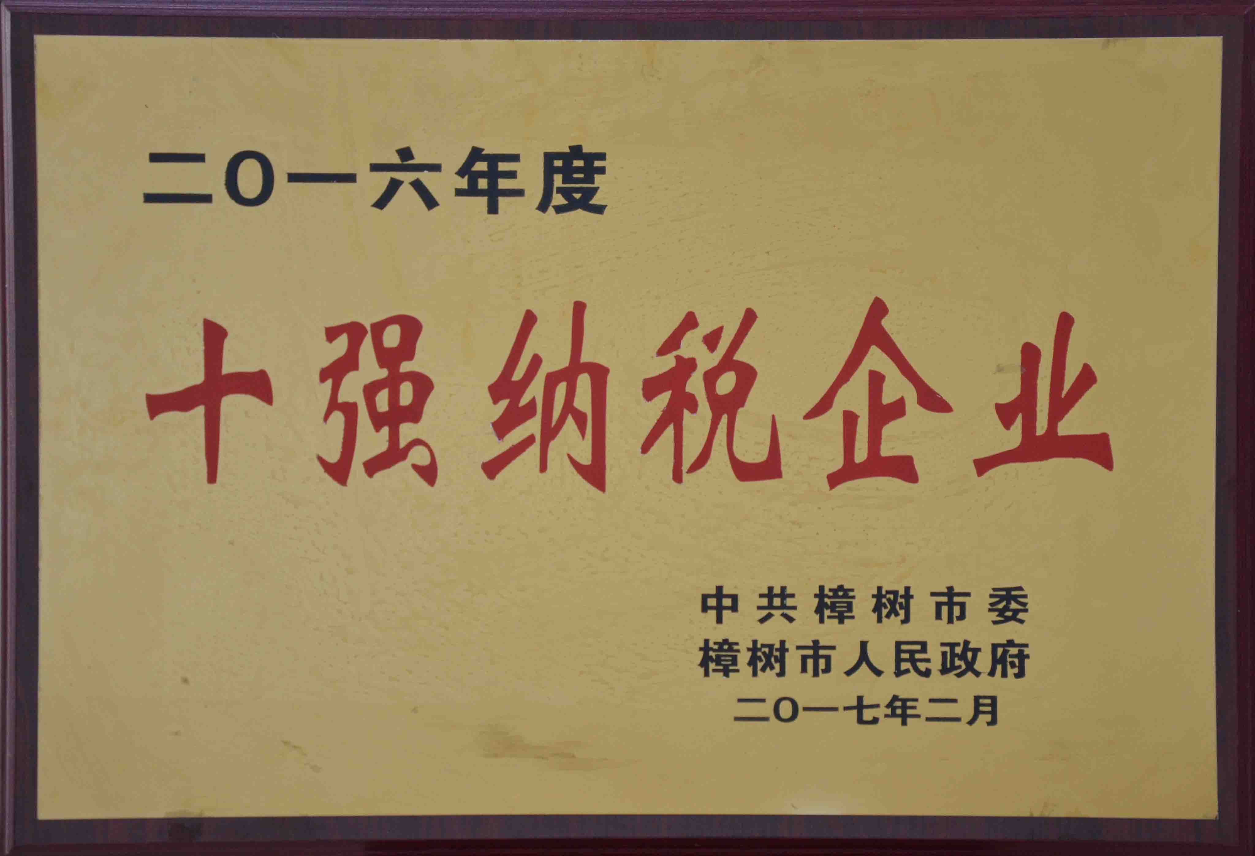 2016年度十強納稅企業